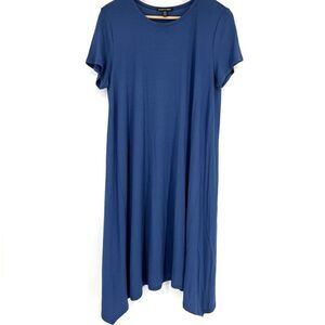 Eileen Fisher T Shirt Dress Size Medium Blue Jersey Knit Shift Stretch Viscose